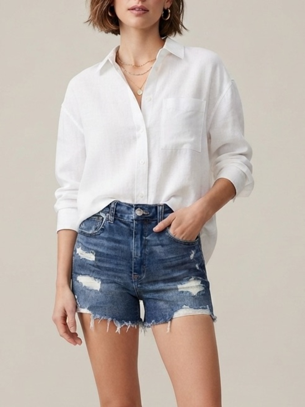 American Eagle Denim Shorts Women's Size 2 Distressed High-Rise Western